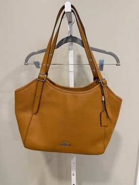 Coach Pebbled Leather Shoulder Bag in Caramel